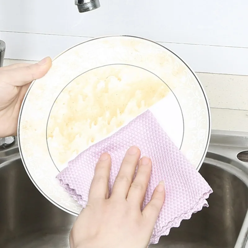 10/1PCS Thickened Fish Scale Cleaning Cloth Anti-Grease Lint-Free Glass Polishing Rag Kitchen Window Car Home Cleaning Towel