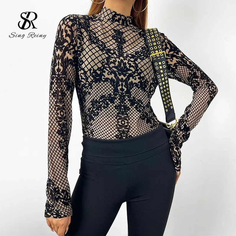 SINGREINY femmes Sexy dos nu barboteuses mode Style coréen moulante combinaisons 2021 automne Streetwear mince court imprimé body