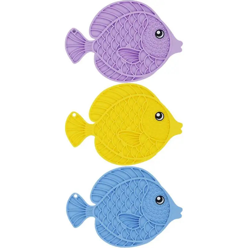 Dog Slow Feeder Mat Fish-shaped Lick Mats For Dogs Safe Dog Treat Toys With Suction Cup Slow Feeding Puppy Enrichment Toys