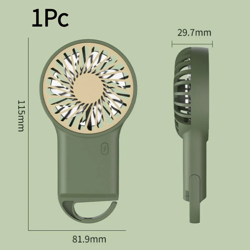 1Pc Rechargeable Mini Handheld Fan Strong Airflow Built In Hook Perfect For Office Home Outdoor Travel Use‘