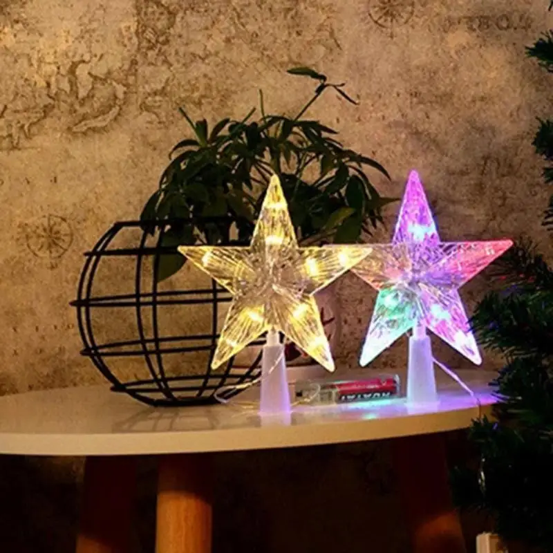 LED Light Up Christmas Tree Star Topper Xmas Tree Ornaments Lamp 2025 New Year Decorations For Home Navidad Natal Noel 2024