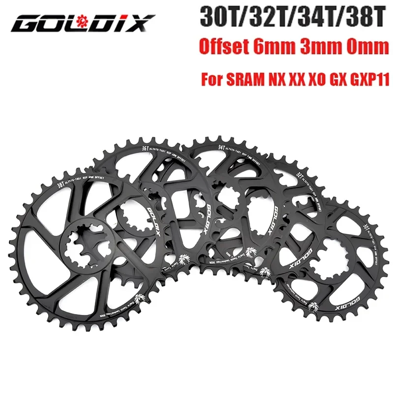 GOLDIX direct mount chainring 30T/32T/34T/36T/38T Mtb Crown Offset 0mm/3mm/6mm Bicycle Chainwheel for Sram 11/12S NX XX XO 11