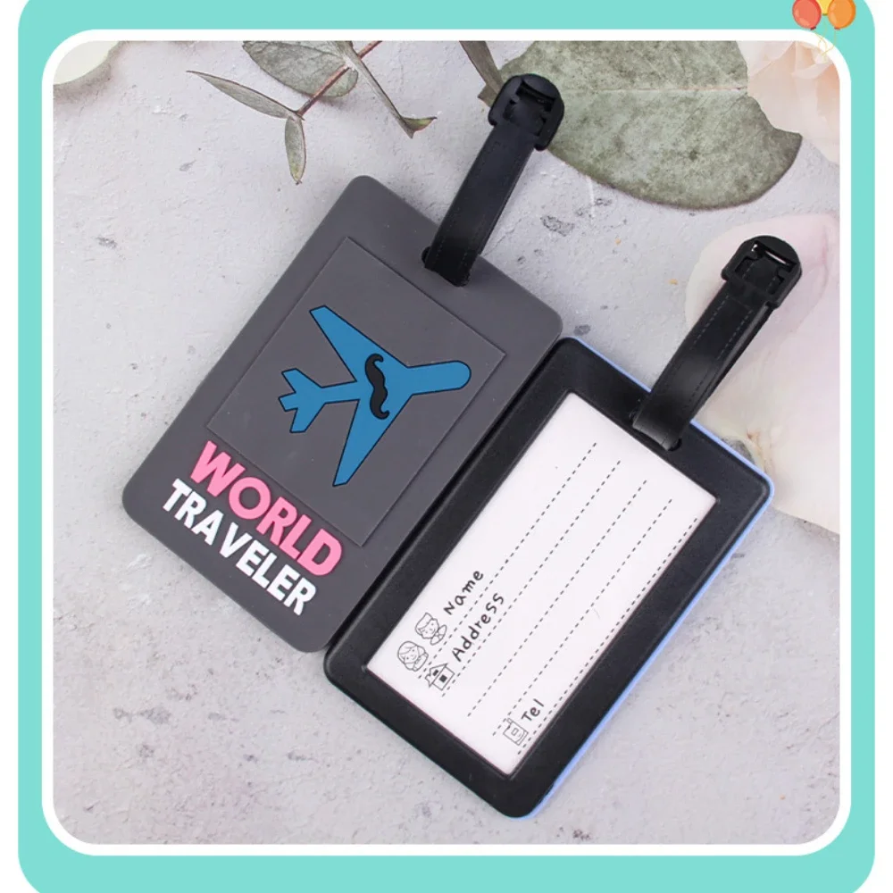 1pc Cute Cartoon Luggage Tags PVC Plane Baggage Name Tag Suitcase Bag ID Address Labels Bag Tags for Luggage Travel Accessories