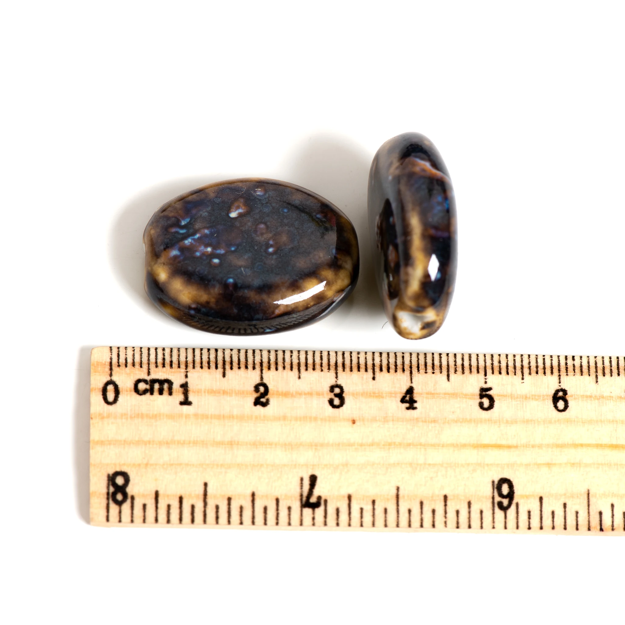 Black Coffee Large Flat Ceramic Beads 29X23X10mm Oval Marbled Spacer for DIY Jewelry Making Crafts 5PCS TCZ718