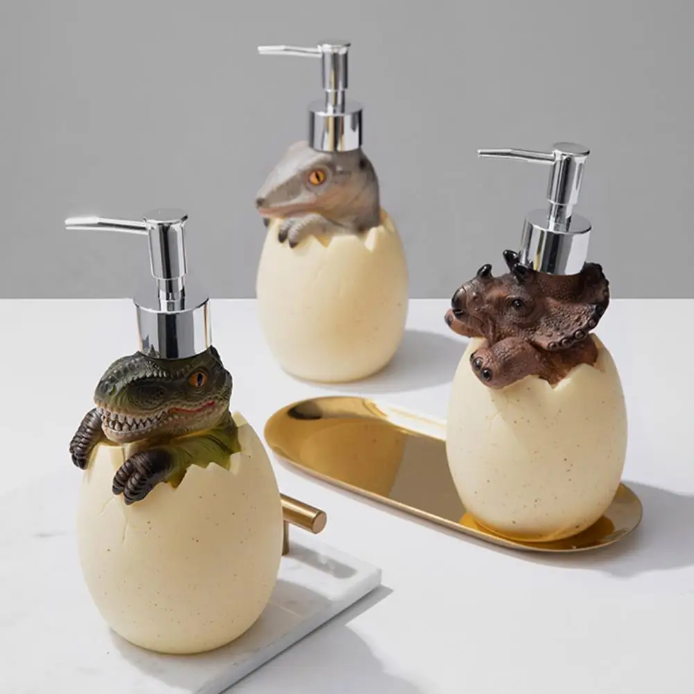 Dispensador de champú, dispensador de jabón tipo prensa, recargable, lindo dinosaurio, dispensador de jabón ecológico, botella de loción y Gel de ducha