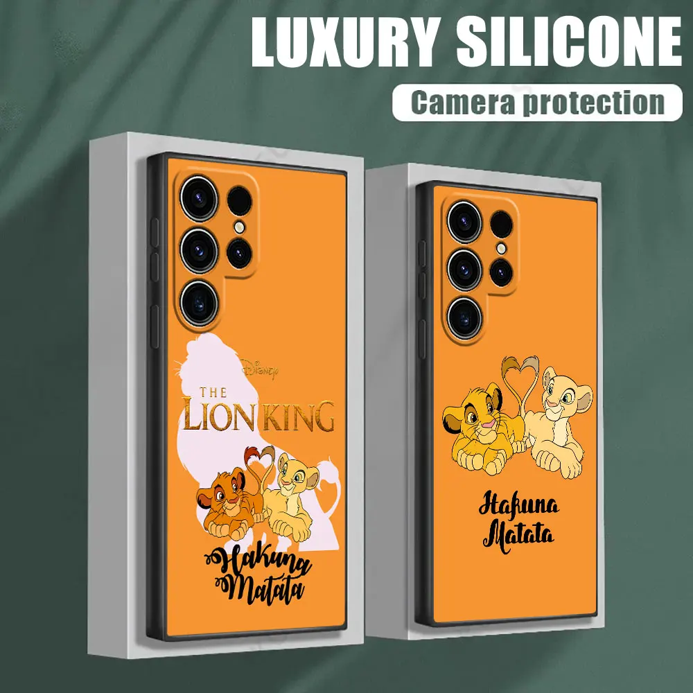 Phone Case For Samsung Galaxy S24 Ultra Case S23 S21 S20 FE S22 9 Plus Note 20 Silicone Cover Disney The Lion King HAKUNA MATATA