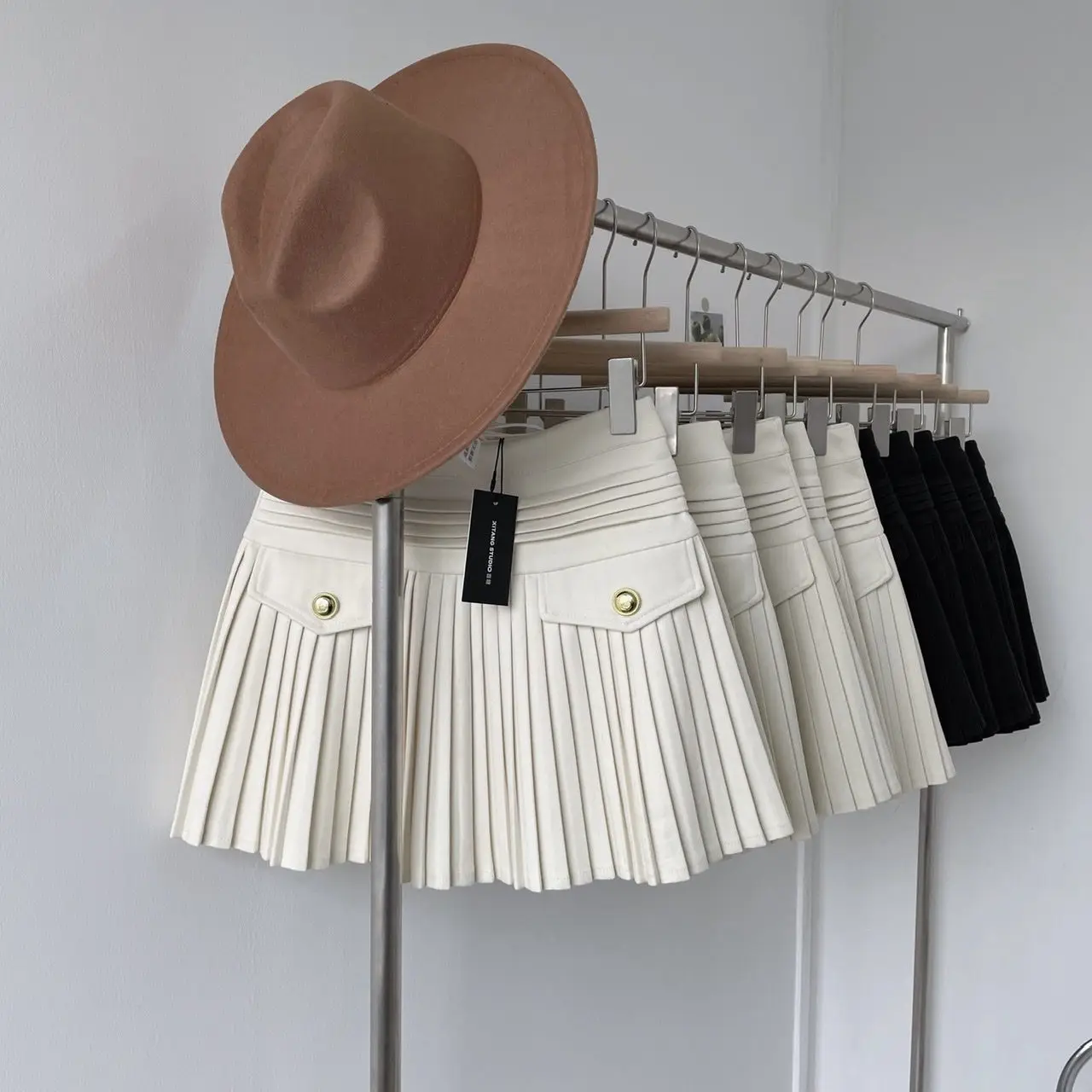 リンサマーホワイトAラインスカート レディース ハイウエスト スリムフィット プリーツ オルトフ ボディスカート フランス風スカート