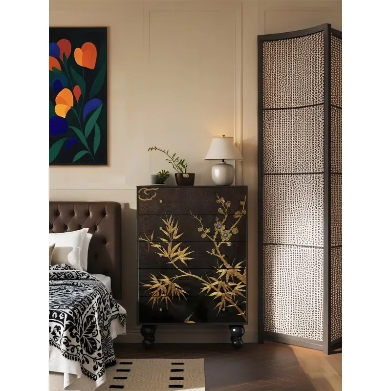 Factory Direct 2026 medieval solid wood chest, light luxury and high-end living room against the wall, sofa side cabinet