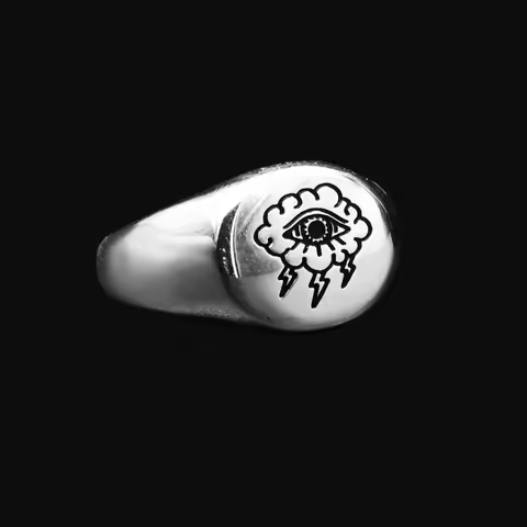 Storm Eye Charm Ring Stainless Steel Silver Plated Vintage Jewelry for Men Women