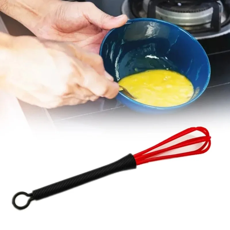 1 PCS Small Mini Plastic Whisk Mixer Hand Egg Beater Stirrer Baking Blender Tool Double Head Whisk with Small Spoon Kitchen