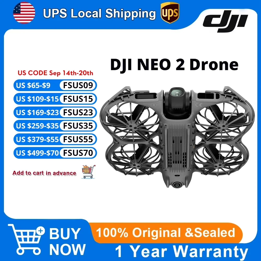 DJI Neo 2 Drones with a Camera - 151g Ultralight Drone 4K Professional 100fps Camera, Palm Takeoff & Gesture Control, ActiveTrack for Cycling, Omnidirectional Obstacle Avoidance