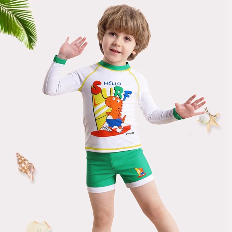 Summer Kids Boys Swimsuit Cute Cartoon Print 4-8 Years Children Board Shorts Children Boy Swimwear Beach Surfing Suit