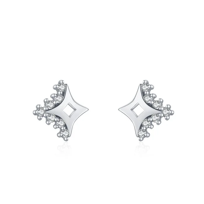 

S925 Sterling Silver Star-Shaped Earrings Women Light Luxury Zircon Ins Sweet Ear Studs