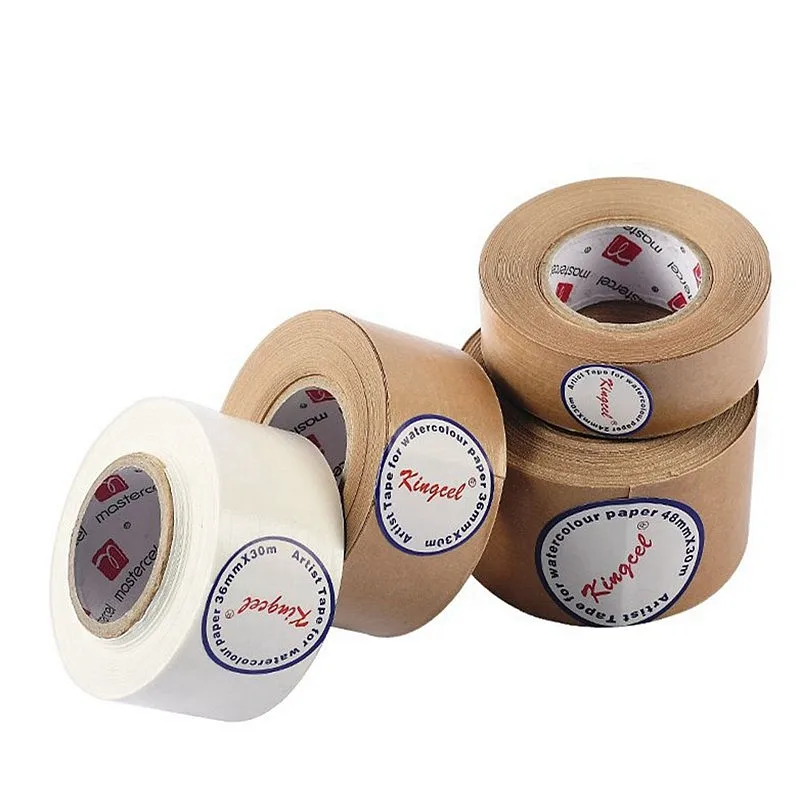 30m Kraft Adhesive Masking Paper Tape Professional Water Gummed Tape Packaging Tools Art Supplies For Painting