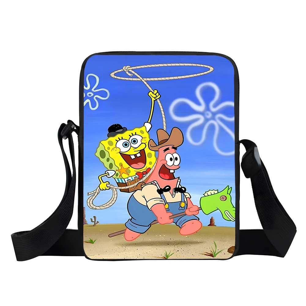 

Boy Girls Cute Cartoon S-spongeBobs Printed Shoulder Messenger Bag Child Casual Handbag Men Women Phone Bag Shopping Bag