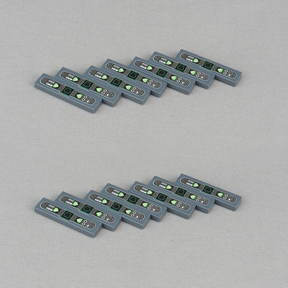 MOC 10PCS Printed 2431 Mechanical Fingerprint Recognition Lever Button Pattern Building Blocks Vehicle Machine DIY Toys Children