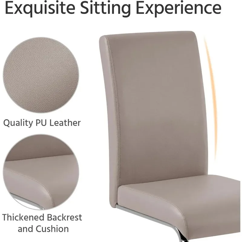

4PCS High Back Leather Upholstered Dining Chairs with Metal Legs for Dining or Living Room