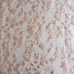 Embossed Jacquard Fabric Brocade Pink Gold Floral Design Sewing Material Sofa Cheongsam Dress Garment Fabric 145cm Sold By Meter