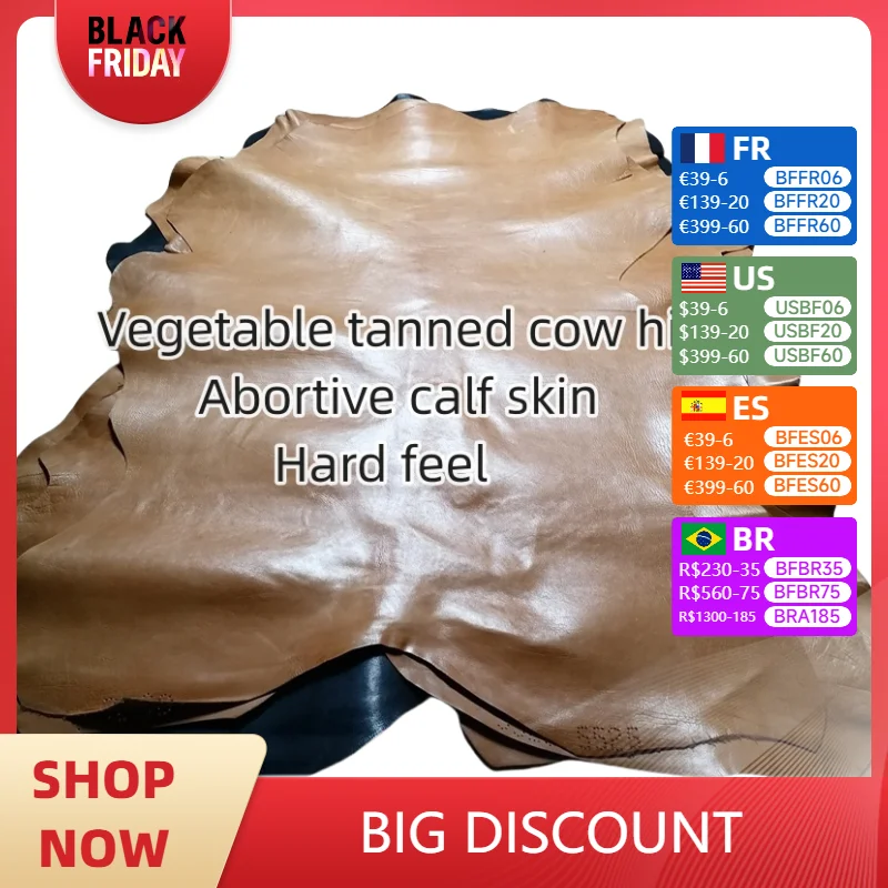 

1mm Brown Black Vegetable Tanned Fetal Cow Skin.First Layer Leather.Real Leather Fabric.Handmade DIY For Shoes.Bag.Whole Cowhide