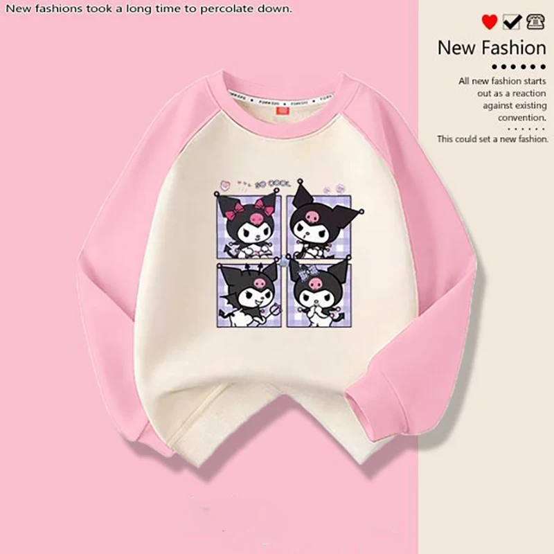 

Sanrio Kawaii Kuromi Anime Spring Autumn Jacket Clothes Cute Sweet Cartoon Long Sleeve Hoodie Shirt Lovely Toys for Girls