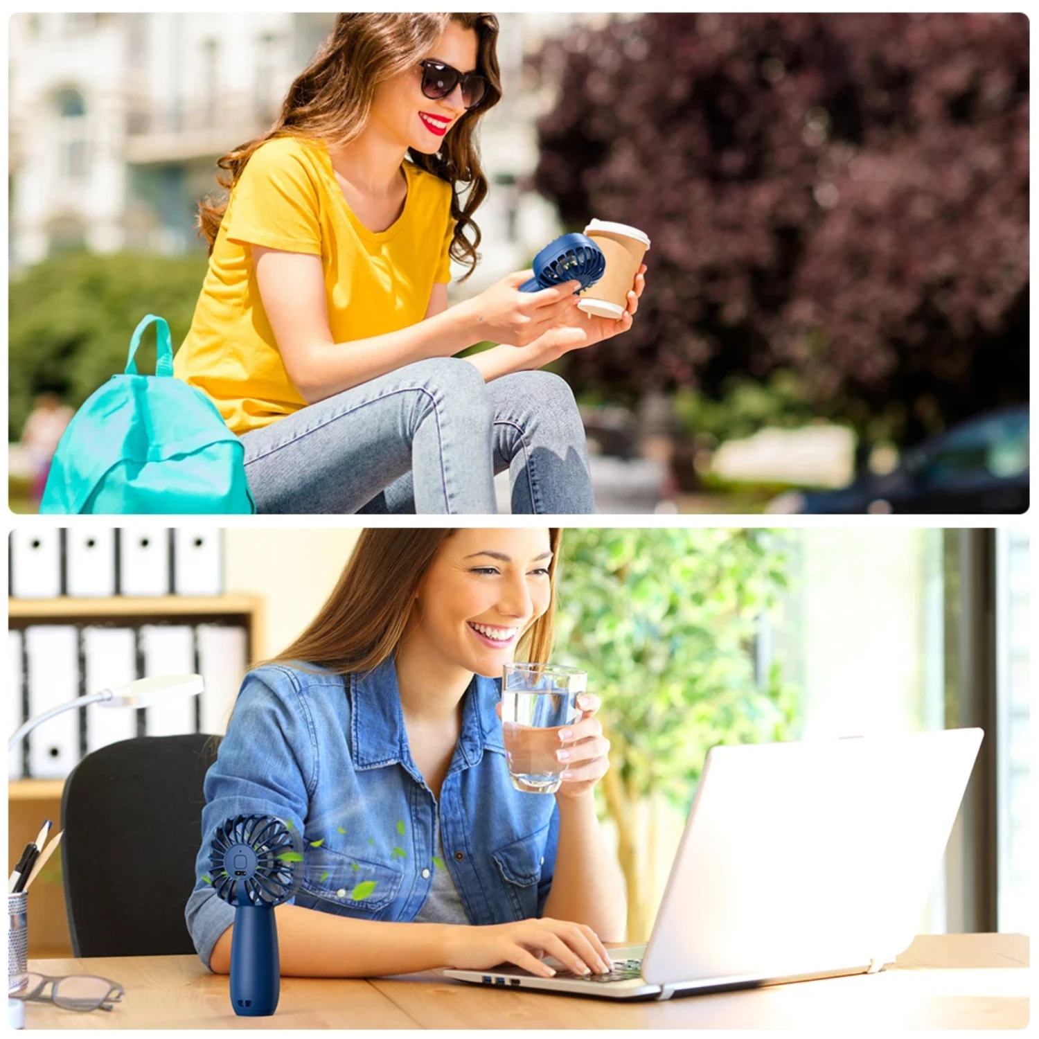 Mini ventilatore portatile da 1800 mAh, ventilatore USB Ventilatore portatile ricaricabile a 3 velocità Ventilatori per ciglia Forniture da campeggio per camera