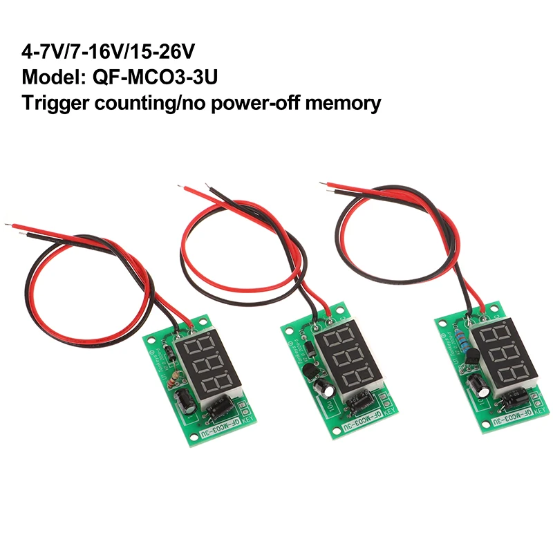 0.36'' 3 Digit Digital Counter Module 7-16V/15-26V Power-ON Count Digital Tube Trigger Counter Module Accumulator Red Color