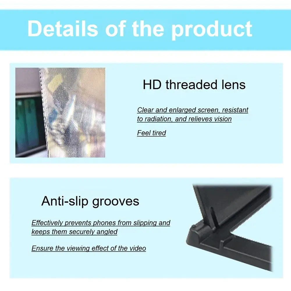 1Pcs 12Inch Phone Screen Magnifier 1200R Curved Screen 2-4X Zoom Curved Screen Amplifier Ultra Clear HD Portable Foldable