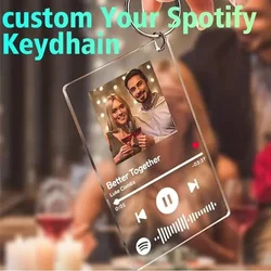 Personalized Spotify Keychain Acrylic Music Song Plaque Album Cover Photo Keychain Gift Key ring Custom Photo Frame Keychains