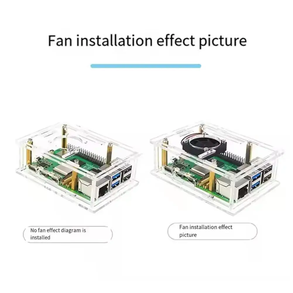 

For Orange Pi 4A Transparent Acrylic Shell Fan Heat Protective Sink Case Shell Acrylic Fan Shell 4A Cooling X0B9