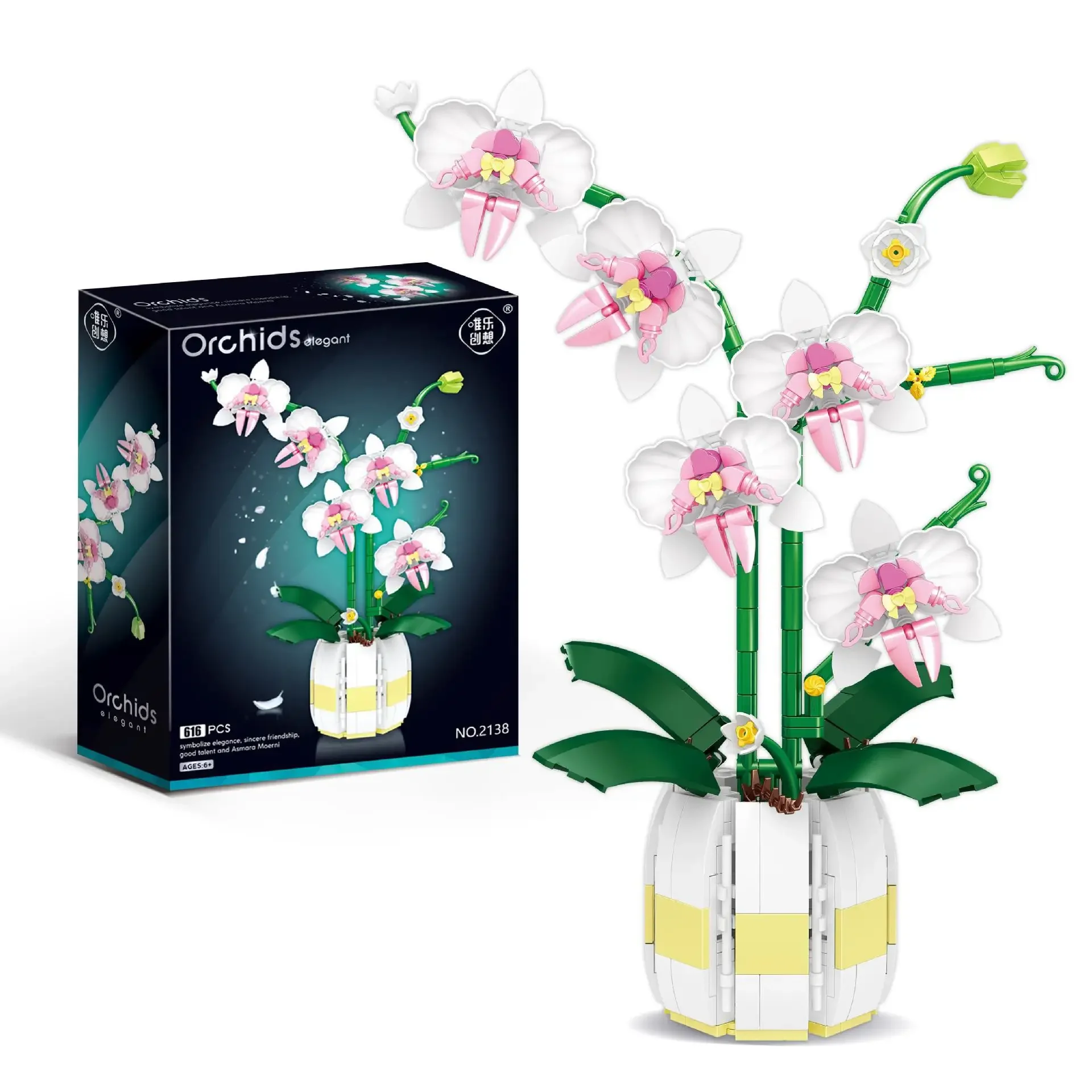 Funny Joy Orchid Flowers Bouquet Flower Blocks Bonsai Plant Model Bricks Romantic DIY Home Decoration for Kids Gift Toy image 4