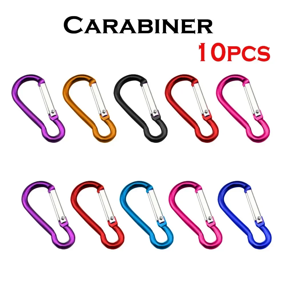 10PCs Aluminum Carabiner Key Chain Clip Outdoor Camping Keyring Snap Hook Water Bottle Buckle Travel Kit Climbing Accessories