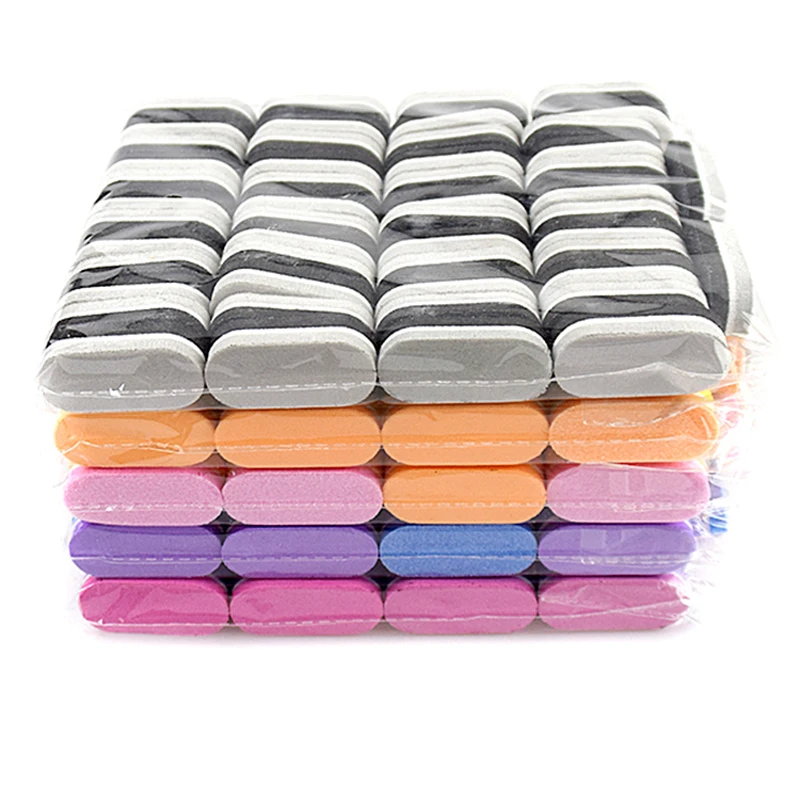 250/500 Stuks Mini Nagelvijlen Voor Manicure Pedicure Polijsten Nagel Buffer Blok Mix Kleurrijke Spons Professionele Nagels Accessoires