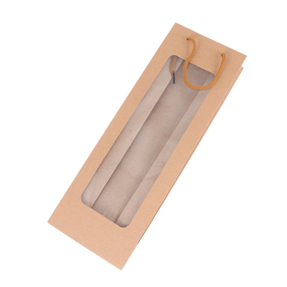 

Thick Red Bags Brown Paper Gift Carrier Open Window Christmas Favors Party Bottle Storage Tools Kraft Box