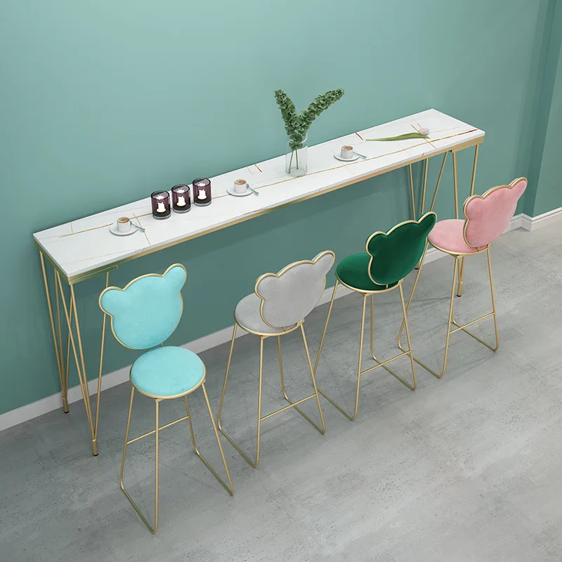 Bar table and chair combination Milk tea shop against the wall Small bar high table Bar long table