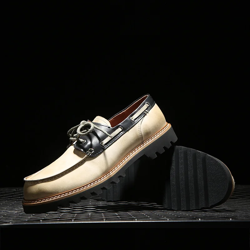 High-end Genuine Leather Men Work Shoes First Layer Cowhide Casual American Retro Outdoor Hiking Shoes Zapatos Hombre