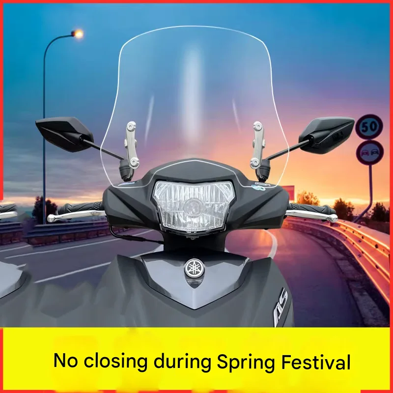 High Windshield for Yamaha JOG-i 125 / FX 125 (AS125), Adjustable Tall Wind Screen, Stainless Steel Bracket
