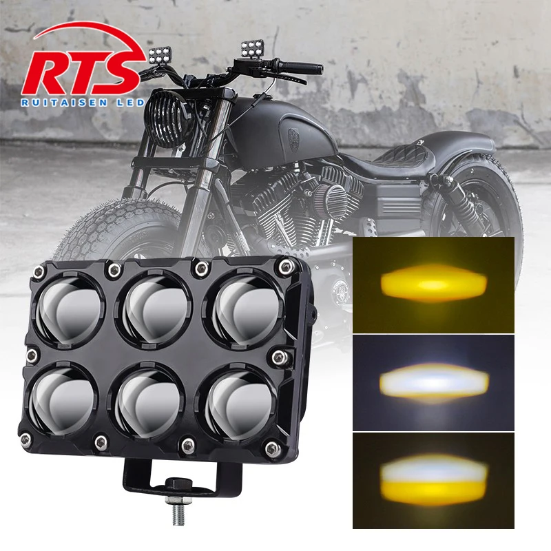 

Motorcycle Spotlight 6 Lens LED White Yellow Hi/Low Beam Driving Fog Lamp Headlight For Car Truck Dirt Bike SUV UTV 12V 24V