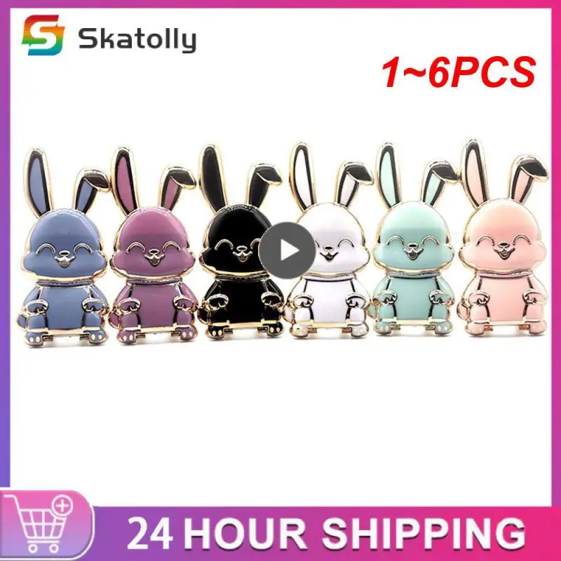 1~6PCS Finger Ring Holder For Phone Cute Rabbit Shape Mobile Phone Holders Universal Cell Phone Stands Foldable Finger Ring