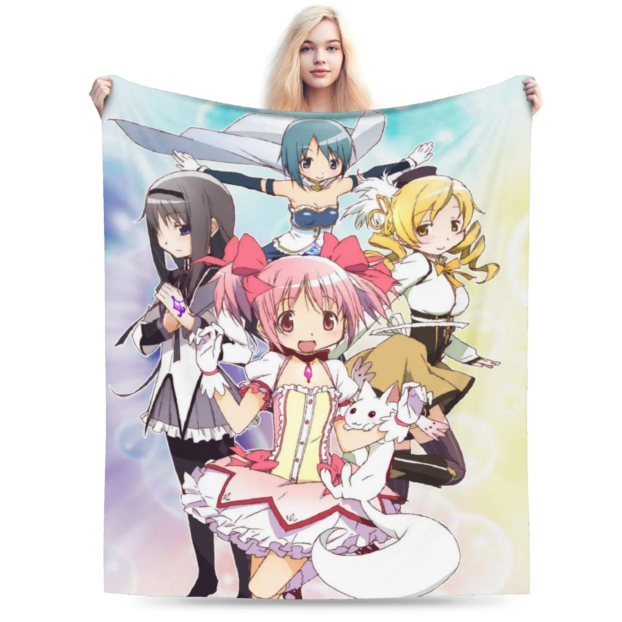 Puella Magi Madoka Magica Anime Blanket Fleece Autumn/Winter  Breathable Lightweight Throw Blanket for Home Outdoor Bedspreads