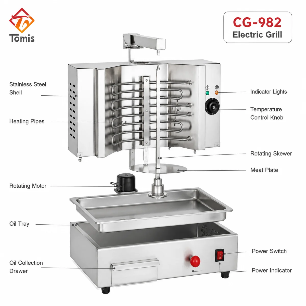 業務用電気式シャワルマ機メーカー。レストラン向けステンレス製 - Kebab Shawarma Machine のレビューと価格
