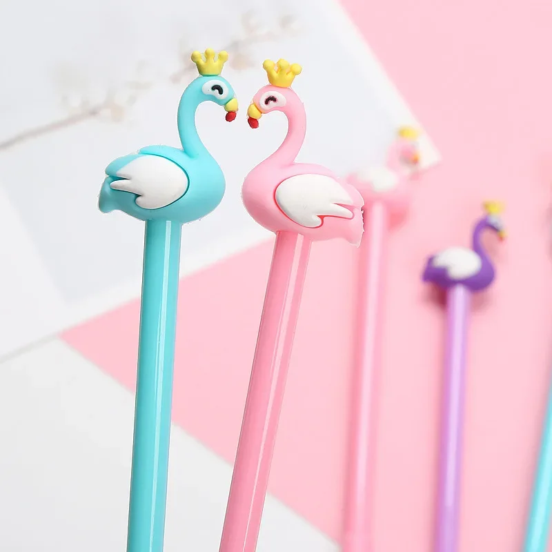 

50PCS/lot Creative Flamingo Gel Pen Cartoon Animal Modeling Cute Learning Stationery Water-based Paint Pen