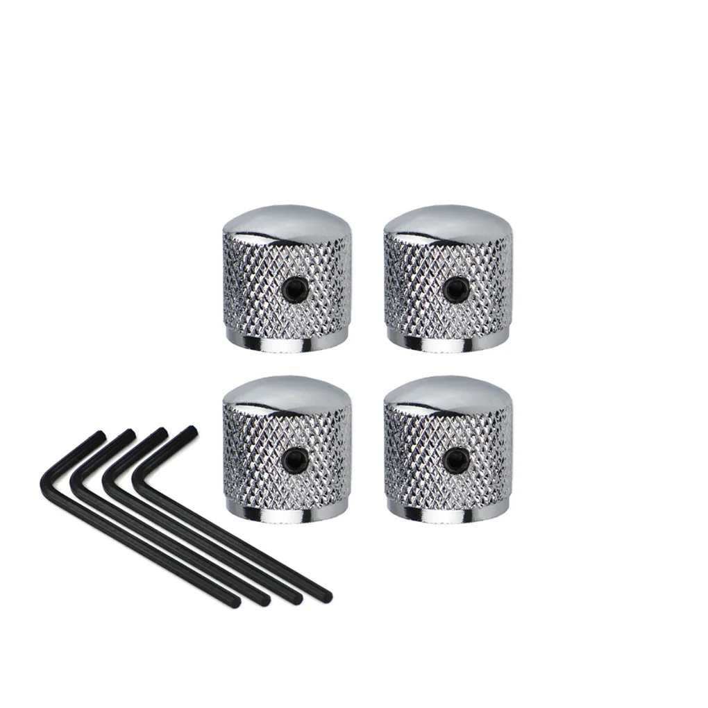 Fleor 4Pcs Chroom Metal Dome Gitaarknoppen Knoppen Voor Elektrische Gitaaronderdelen