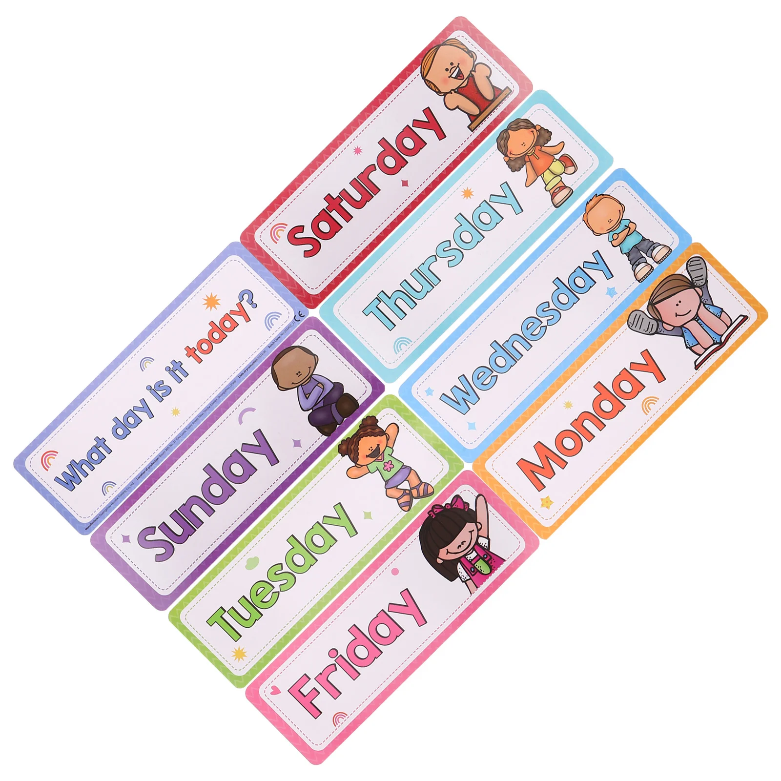 8Pcs English Learning Cards for of The Week Flashcards with Cartoon Designs Portable Toddler Word Cards Preschool