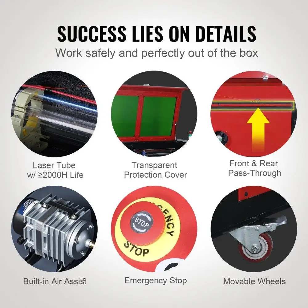 60W CO2 Graveur 16x24 Inch 19.7IPS Snijmachine met Air Assist Compatibel met LightBurn CorelDRAW AutoCAD Windows Mac