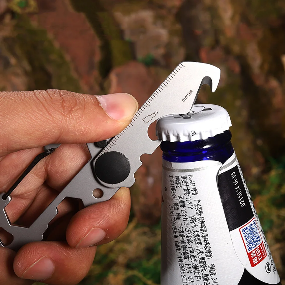 Outdoor Camping Multitool Stainless Steel Screwdriver Wrench Multifunction Climbing Carabiner EDC Keychain Hiking Gadgets