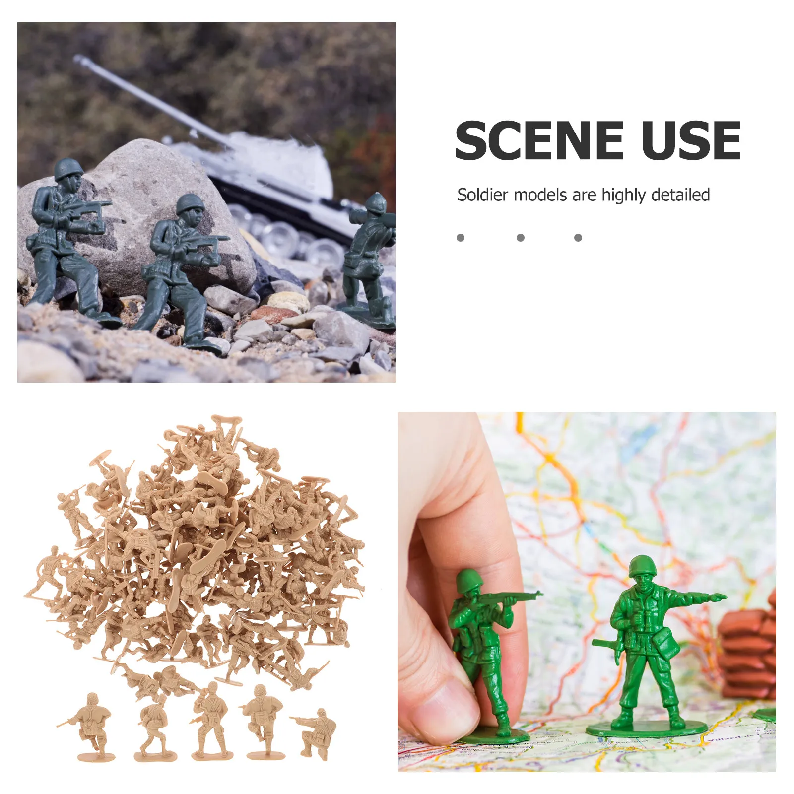 100pcs Mini Soldier Plastic Figures for Landscape Decoration, Indoor Outdoor Miniature People, Realistic Sand Table