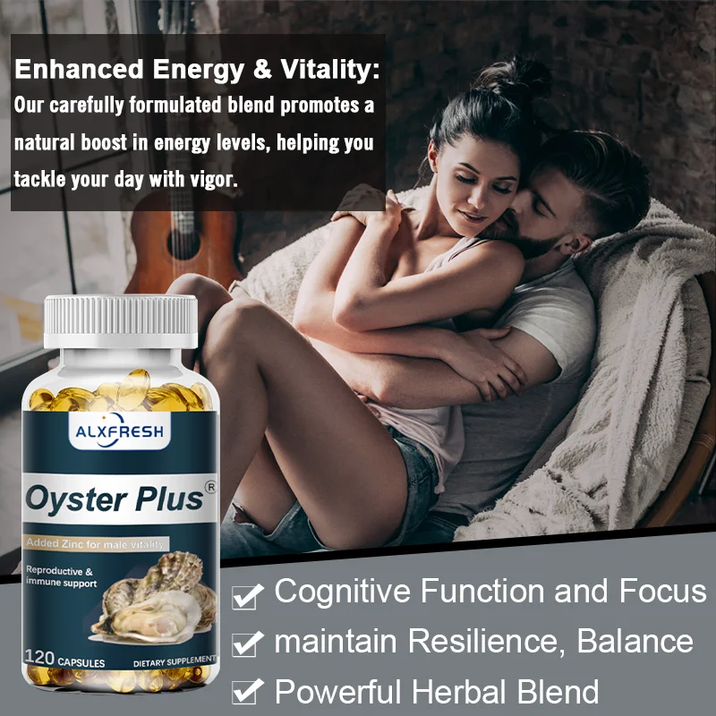 Alxfresh Oyster Plus Zinc for Natural Energy, Immune, Nerve System Supports Nutrients Supplement Highly Concentrated Capsules