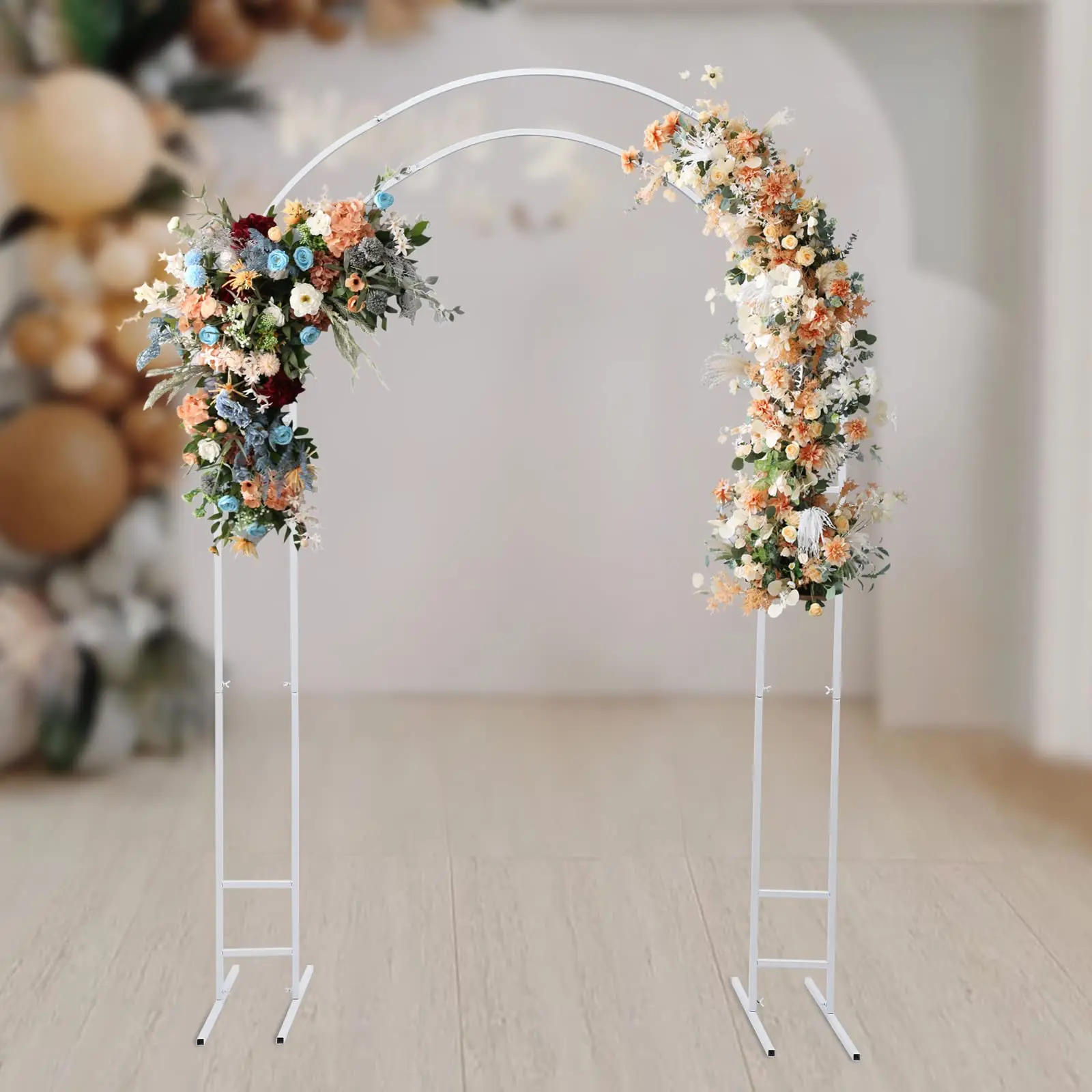 

7.2ft Height Metal Wedding Arch with Base, Balloon Arch Backdrop Arch Stand, Metal Climbing Plants, Wedding Arch for Weddings