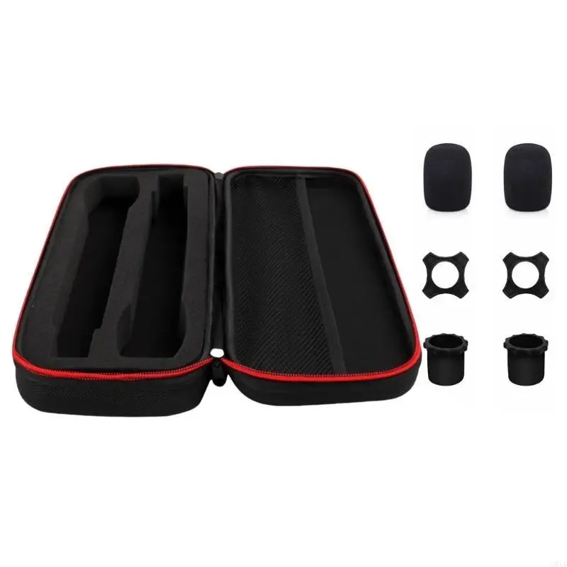 G8TA EVA Protective Box Microphone Storage Bag for Wireless Handheld Mic with Pocket Included Sponge Cover Nonslip Rings