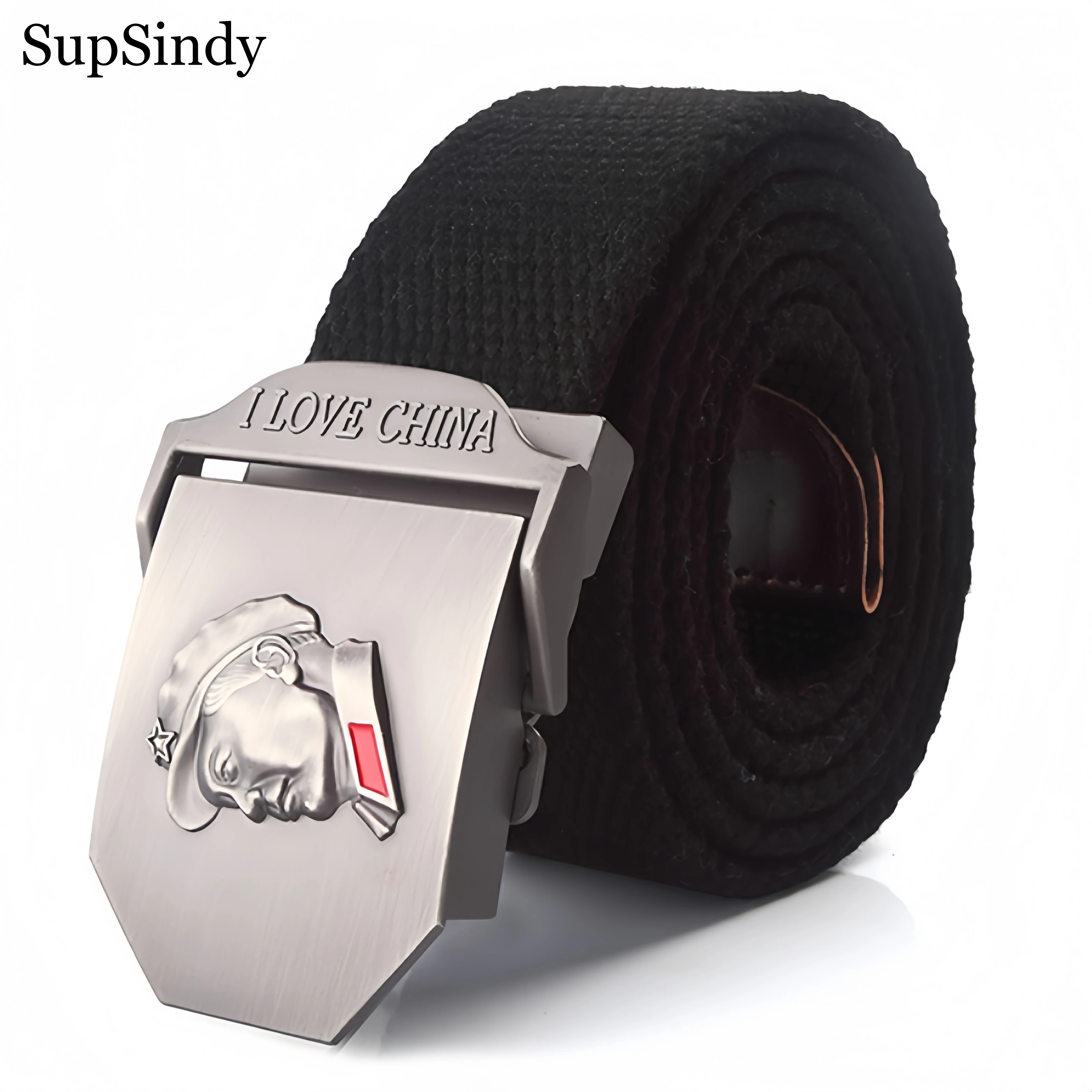 

SupSindy Men Canvas Belt Metal Buckle Army Military Tactical Belts for Men Jeans Outdoor Training Soldier Strap Male Black